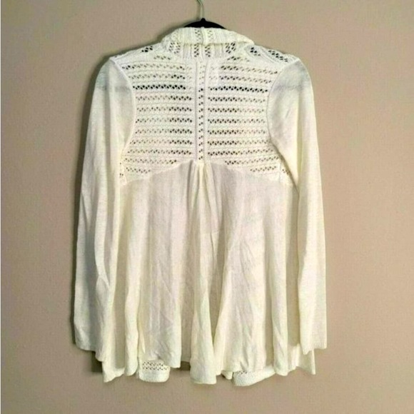 Anthro Angel of the North Cream Crochet Lace Linen Blend Cardi Cardigan Sweater - Picture 8 of 11